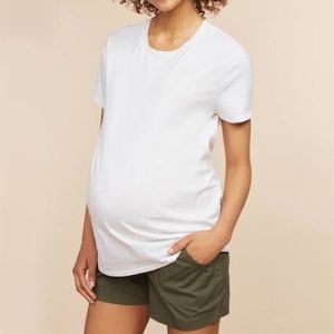 3 Pairs Cute Maternity Shorts: Olive, Gray, Blk